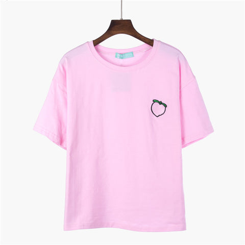 Kawaii Harajuku Fruit Embroidered T-Shirt